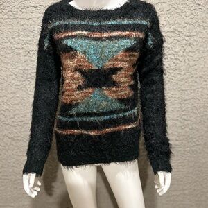 Chic Black and Brown Patterned Women's Sweater